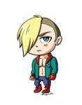 Ed from Street Fighter as a chibi. He Looks annoyed.