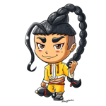 Jamie from Street Fighter as a very girly pop chibi.