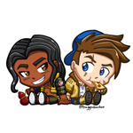 Luke and Jamie hanging out (in chibi form) 